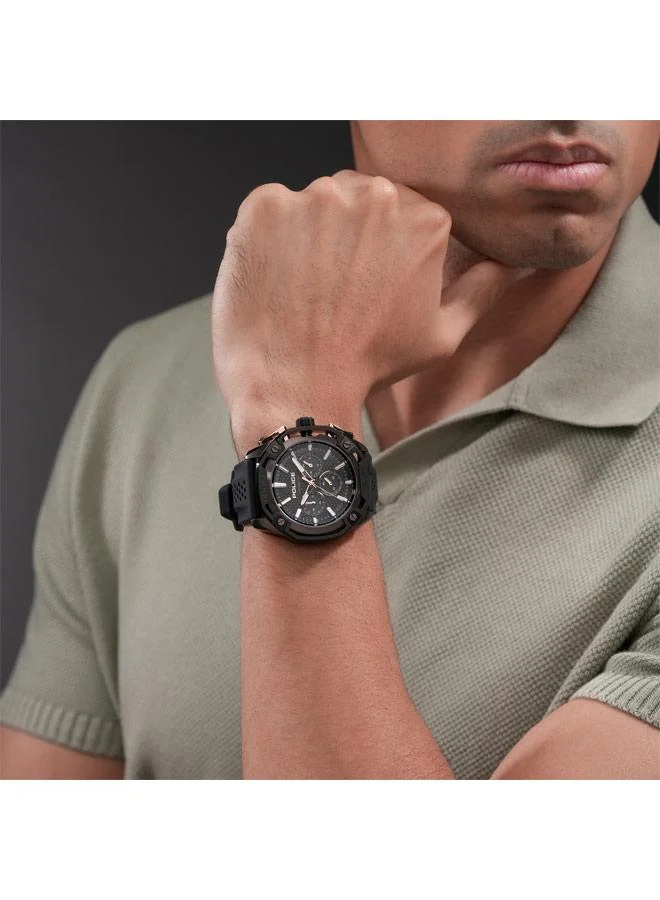 Police black Men's Centurian Black Dial Silicone Strap Chronograph Watch for Men, 46mm for Men | Best Price UAE